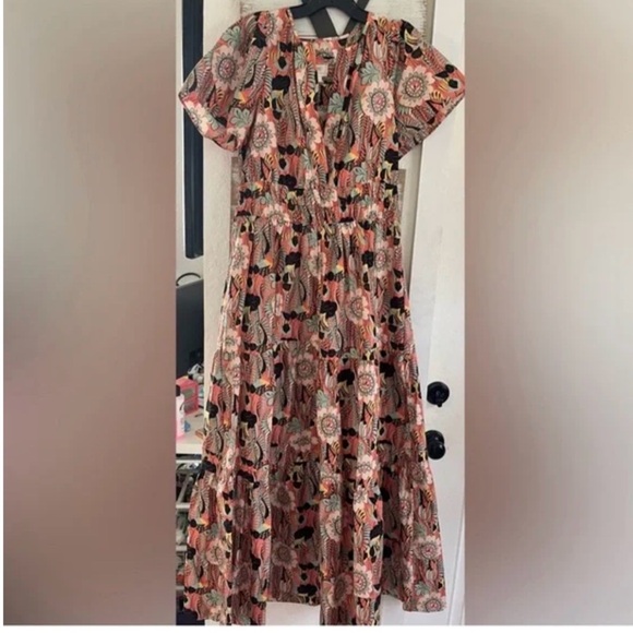 Anthropologie 1x The Somerset Maxi Dress Cotton Tiered Floral NWT $185 - Picture 4 of 6